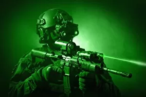 Stealth Collection: Special operations forces soldier equipped with night vision and an HK416 assault rifle
