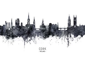 Abstract watercolor art Photographic Print Collection: Cork Ireland Skyline