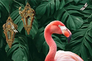 Surrealism art Photo Mug Collection: Flamingo & Dragonflies