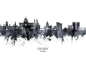 Abstract watercolor art Poster Print Collection: Galway Ireland Skyline