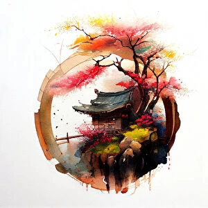 Watercolor landscapes Collection: Japan World Watercolor Painting (13)