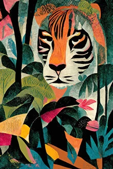 Abstract art Greetings Card Collection: Jungle Tiger