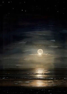 Universe Collection: Full Moon Over Ocean