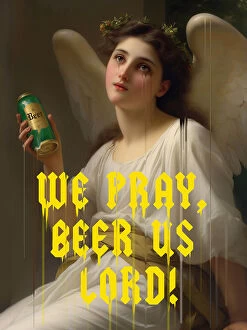 Surrealism Metal Print Collection: We Pray Beer Us Lord