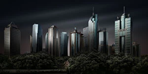 Chinese Metal Print Collection: Shanghai Skylines