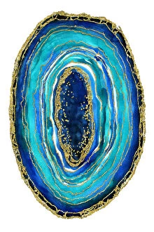 Abstract watercolors Collection: Turquoise and blue geode