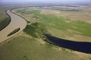 Churches of Moldavia Collection: Aerial view of the meandering Saint George branch of the Danube river, Danube Delta