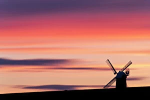 Landscape paintings Metal Print Collection: Wilton Windmill silhouetted against sunset. Near Marlborough, Wiltshire, UK, May 2011