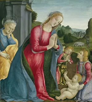 Tempera On Panel Collection: The Adoration of the Christ Child, c. 1490. Creator: Vincenzo Frediani