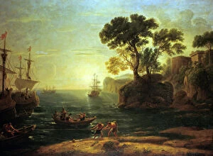 Landscape paintings Collection: Arrival of Aeneas in Italy, the Dawn of the Roman Empire, (c1620-1680?). Artist: Claude Lorrain