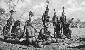 Dance Collection: Arunta tribesmen of central Australia preparing a new corroboree, 1922. Artist: Baldwin Spencer
