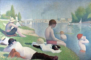 Georges Seurat Framed Print Collection: Bathers at Asnieres (Baigneurs a Asnieres), 1884. Artist: Seurat, George Pierre (1859-1891)