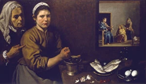 Diego Velazquez Canvas Print Collection: Christ in the house of Mary and Martha, c1618-1622 Artist: Diego Velasquez
