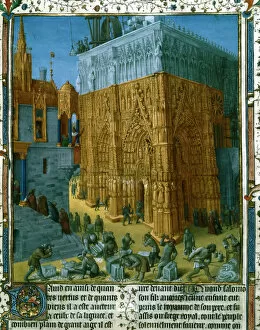 Temples Fine Art Print Collection: Construction of the Temple at Jerusalem by King Solomon, 15th century