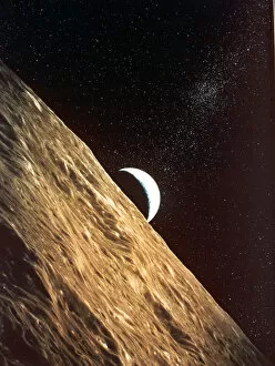 Brightness Collection: Earthrise seen from surface of the Moon, Apollo Mission, 1969
