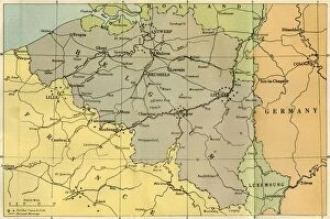 Railways Canvas Print Collection: A General Map of Belgium, Indicating the Fortified Towns, 1919