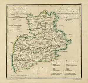 Maps Canvas Print Collection: General Map of Chernigov Province: Showing Postal and Major Roads, Stations and... 1821