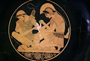 Paintings Metal Print Collection: Greek vase painting of Achilles and Patroclus. Artist: Sosias