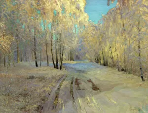 Landscape paintings Metal Print Collection: Hoarfrost, 1900. Artist: Vasili Baksheyev