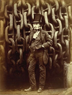 River Thames Collection: Isambard Kingdom Brunel Standing Before the Launching Chains of the Great Eastern