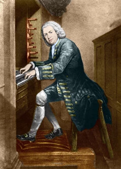 Johann Sebastian Bach Collection: Johann Sebastian Bach at the organ, 1725