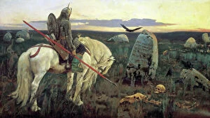 Crossroads Collection: A Knight at the Crossroads, 1898. Artist: Viktor Mihajlovic Vasnecov