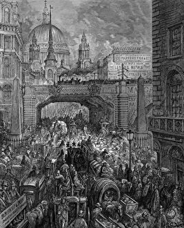 Monochrome paintings Mouse Mat Collection: Ludgate Hill, London, 1872