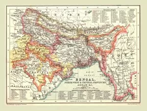 Related Images Metal Print Collection: Map of Bengal, the North West and Central Provinces, and Assam, 1902. Creator: Unknown