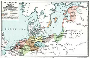 Hanseatic League Collection: Map of the extent of the Hanseatic League in about 1400