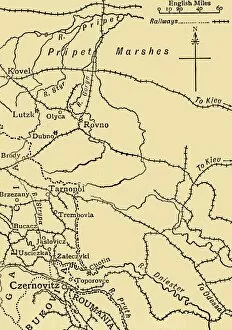 Railways Canvas Print Collection: Map illustrating General Ivanoffs operations... First World War, 1915, (c1920)