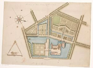Netherlands Metal Print Collection: Map of Rosendael Castle, c.1650-before 1722. Creator: Anon
