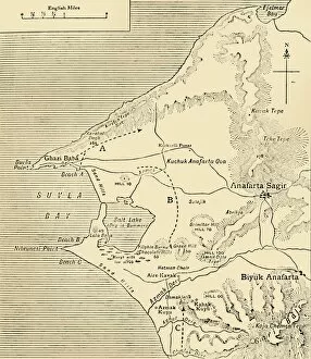Maps Photo Mug Collection: Map of Suvla Bay, Gallipoli peninsula, First World War, 1915, (c1920). Creator: Unknown