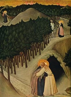 Tempera Collection: The Meeting of Saint Anthony and Saint Paul, c1430-1435. Artist: Sano di Pietro