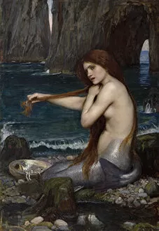 Romanticism Cushion Collection: A Mermaid. Artist: Waterhouse, John William (1849-1917)