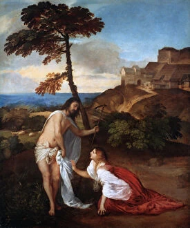 Nature-inspired artwork Cushion Collection: Noli Me Tangere, c1514. Artist: Titian