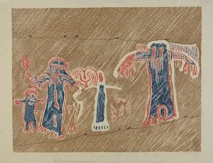 Human Figure Collection: Petroglyph - Human Figures, 1935/1942. Creator: Lala Eve Rivol