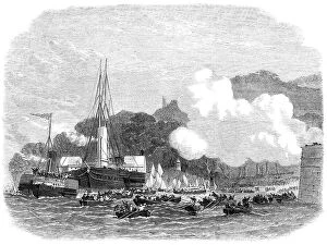 Steamboat Collection: The Prince and Princess of Wales landing at Barnpool, Mount Edgcumbe, 1865. Creator: Unknown