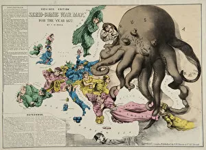British Empire Maps Pillow Collection: Serio-Comic War Map For The Year 1877, 1877