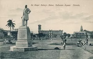 Monochrome paintings Metal Print Collection: Sir Stuart (Steuart) Baileys Statue, Dalhousie Square, Calcutta, c1910