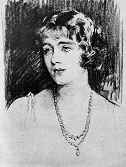 Monochrome paintings Photo Mug Collection: Study of Lady Elizabeth Bowes-Lyon, 1923. Artist: John Singer Sargent