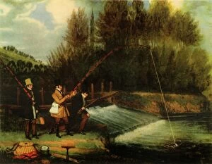 Landscapes Jigsaw Puzzle Collection: Trolling for Pike in the River Lea, 1831, (1941). Creator: James Pollard