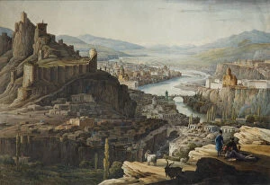 Romanticism Cushion Collection: View of Tiflis, End 1830s. Artist: Chernetsov, Nikanor Grigoryevich (1805-1879)