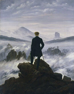 Romanticism Cushion Collection: Wanderer above the Sea of Fog, c. 1817. Creator: Friedrich, Caspar David (1774-1840)
