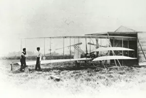 Technology Collection: Wilbur and Orville Wright with Flyer II at Huffman Prairie, Dayton, Ohio, USA, May 1