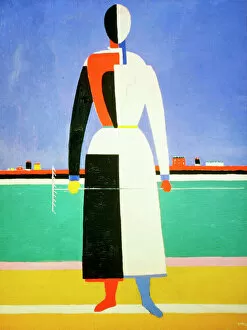 Abstract landscape art Jigsaw Puzzle Collection: Woman with a Rake, 1928-1932. Artist: Kazimir Malevich