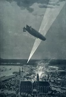 Aerial Views Fine Art Print Collection: The Zeppelin Bombardment of Antwerp in August, 1814, in Defiance of the Hague Convention, 1915
