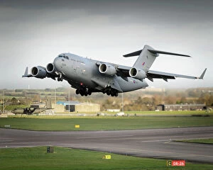 Royal Air Force Framed Print Collection: C17 Transport Aircraft Taking Off from RAF Brize Norton