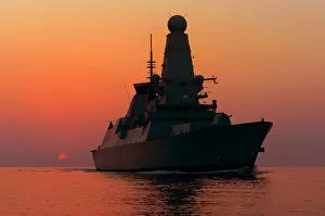 Navy Jigsaw Puzzle Collection: HMS Dragon at Sunset