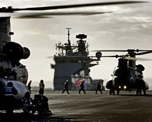 Flight Deck Collection: Hms Queen Elizabeth Leaves Portsmouth for Helicopter Trials