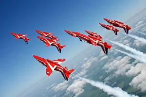 Red Arrows Photo Mug Collection: The Red Arrows display over RAF Scampton